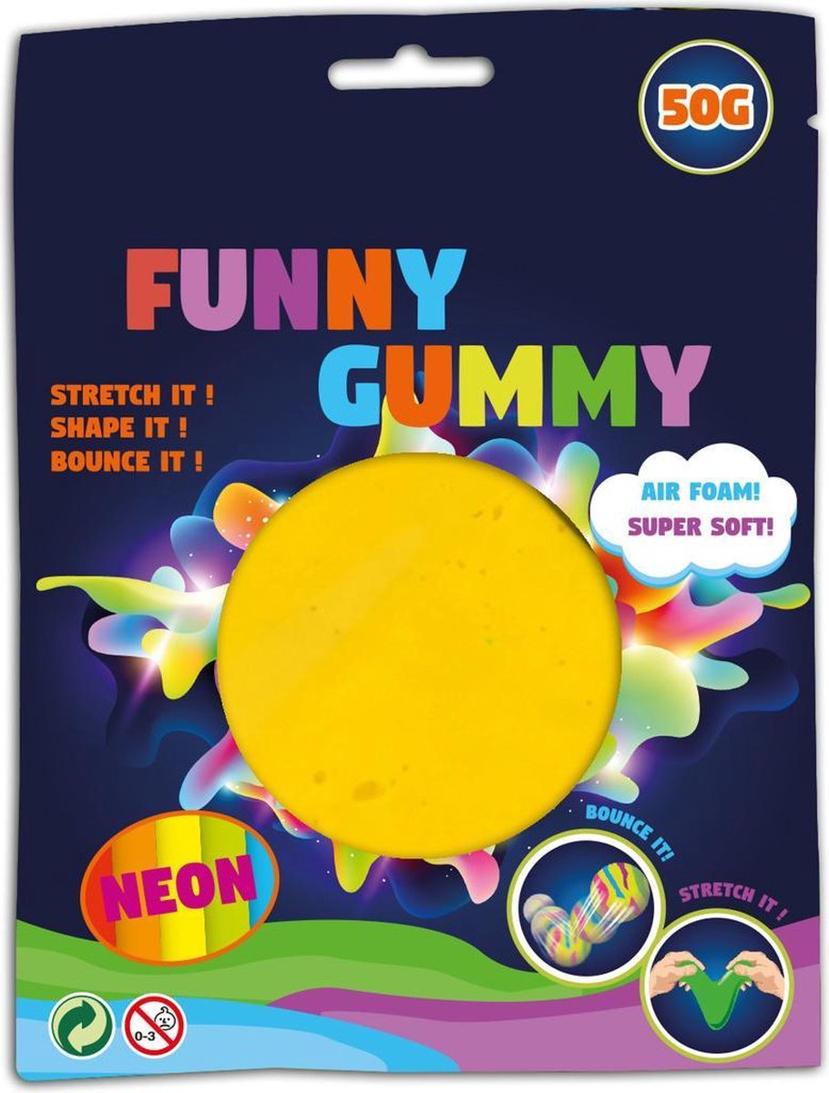 Funny Gummy | Johntoy | Air Foam Clay | Neon | 50 Gram | Geel